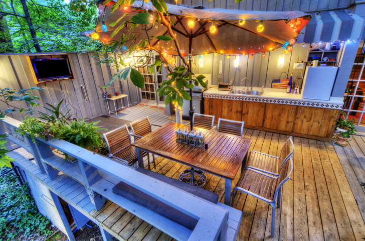 backyard landscaping ideas - deck lighting