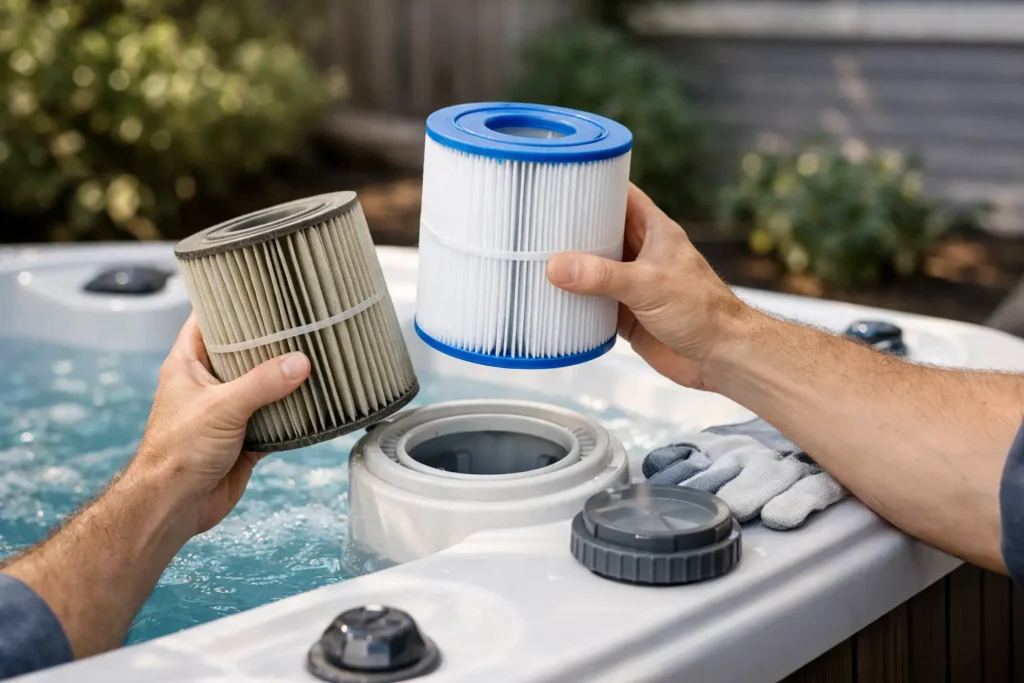 when to handle hot tub filter replacement
